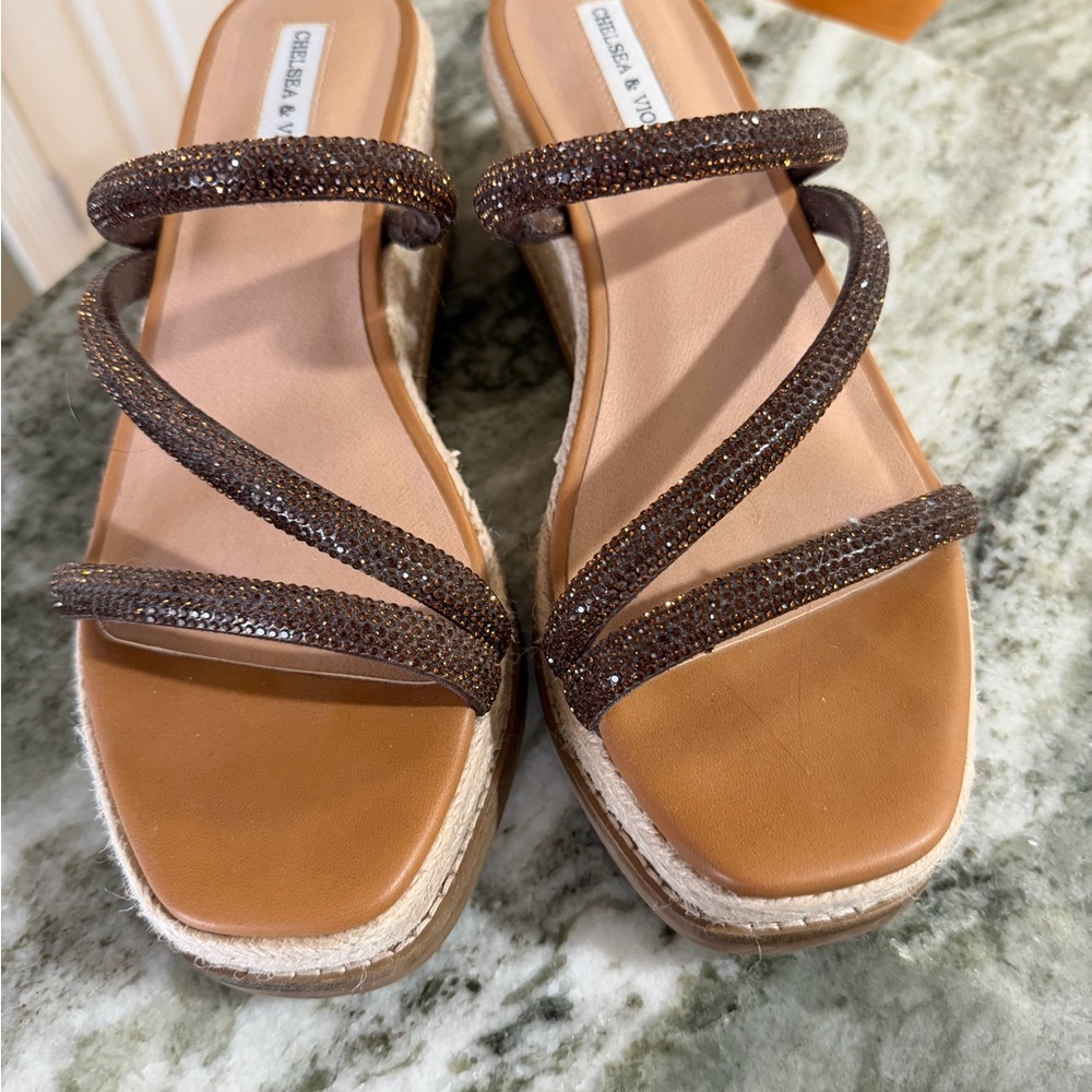 Chelsea & Violet Rhinestone Wedge Sandals - Picture 2 of 4
